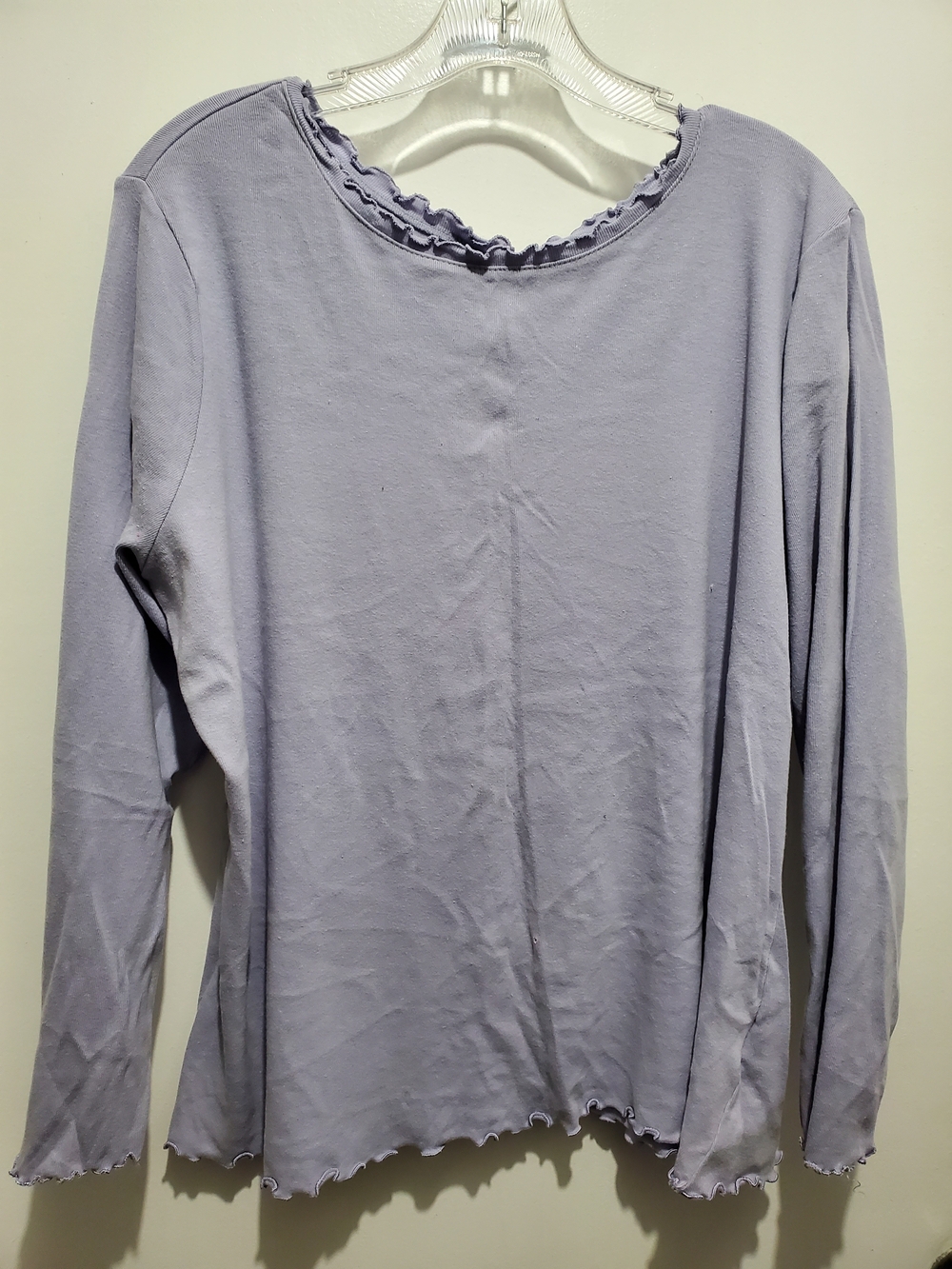 Basic Editions Light Lavender Long-Sleeve Ruffle-Edge Top - Picture 7 of 7